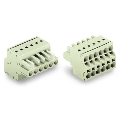2-conductor female connector; 100% protected against mismating; Strain relief plate; 2.5 mm²; Pin spacing 5 mm; 5-pole; 2,50 mm²; light gray
