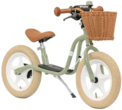 Bicicletă de echilibru Puky - LR 1L Classic, cu frână și coș, verde retro