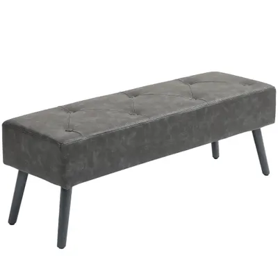 HOMCOM Bancă la picioarele patului Banchetă de dormitor cu picioare din lemn și șezut căptușit 114x38x42 cm Gri | Aosom Romania