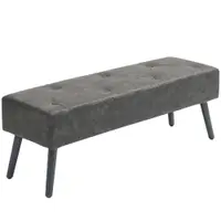 HOMCOM Bancă la picioarele patului Banchetă de dormitor cu picioare din lemn și șezut căptușit 114x38x42 cm Gri | Aosom Romania