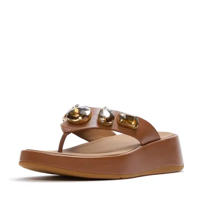 FITFLOP FitFlop F-Mode Ultra-Jewel Leather Toe-Post Sandals BRUIN 39