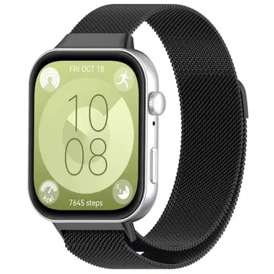 Curea Milaneza, Compatibila cu Huawei Watch Fit 3, Magnetica, Tesatura Metalica, Negru Engros