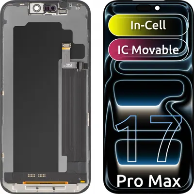 Display cu Touchscreen ZY pentru Apple iPhone 17 Pro Max, cu Rama, Versiune LCD In-Cell IC Movable, Negru