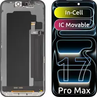 Display cu Touchscreen ZY pentru Apple iPhone 17 Pro Max, cu Rama, Versiune LCD In-Cell IC Movable, Negru