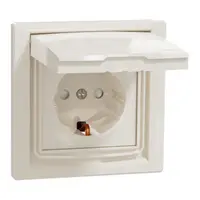 Asfora, Priza simpla cu capac, 2P+E, 16A, IP44 crem