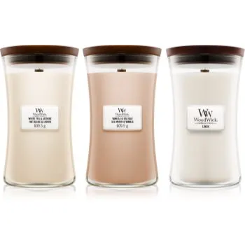 Woodwick Linen, Tea & Sea Salt set set cadou