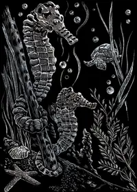 Set de gravură Royal Silver - Căluți de mare, 13 x 18 cm