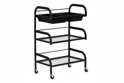 Ucenic Profesional Cosmetica 58 cm | Structura 3 Polite si 2 Sertare | Negru