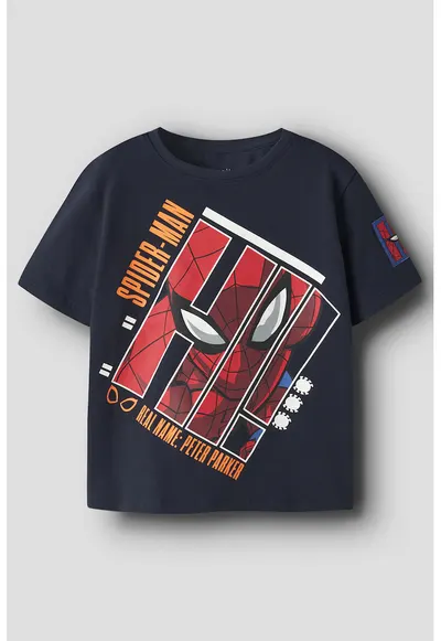 Tricou din amestec de bumbac organic - Rosu/Albastru ultramarin
