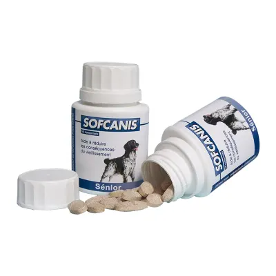 SOFCANIS Senior, supliment multivitamine câini senior, comprimate SOFCANIS Senior, XS-XL, supliment multivitamine câini senior, flacon, 50 comprimate