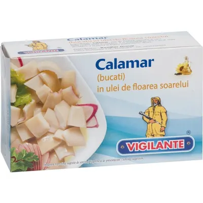 Calamar in Ulei de Floarea Soarelui, Vigilante, 115 g