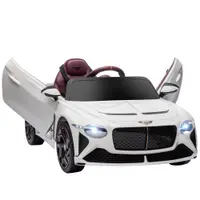 HOMCOM Mașină electrică pentru copii de la 3 la 5 ani 2 motoare 12V 25W 3-5 km/h telecomandă 2,4G Bentley Bacalar alb | Aosom Romania