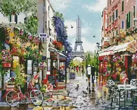 Pictură mozaic cu diamante MagicArt - Paris de primăvară, 40 x 50 cm, cu mărgele rotunde