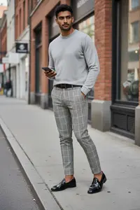 Pantaloni barbati eleganti regular fit carouri 2019 18-2.2