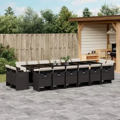Gossi set mobilier de gradina cu perne, 17 piese, negru, poliratan