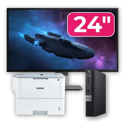 Pachet Calculator Second Hand DELL OptiPlex 5060 Mini PC, Intel Core i5-8500T 2.10-3.50GHz, 16GB DDR4, 512GB SSD + Monitor 24" + Imprimanta Brother HL-L6300DW