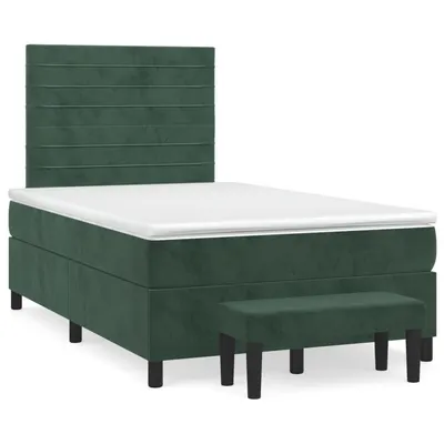 Gossi pat box spring cu saltea, verde inchis, 120x190 cm, catifea