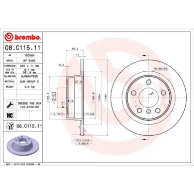 Disc frana BREMBO 08.C115.11