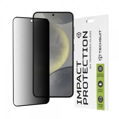 Folie de protectie Ecran Privacy Techsuit pentru Samsung Galaxy S25 S931 / S24 S921, Sticla Securizata, Full Glue, 111D
