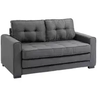 HOMCOM Canapea Extensibilă din Material Textil 2 Locuri cu Capitonaj și Arcuri, 151x75x85 cm, Gri | Aosom Romania