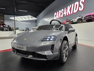 Masinuta electrica pentru copii Porsche Taycan Turbo S 24V Gri, 2 locuri, licenta oficiala, telecomanda 2.4G, scaun piele