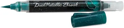 Pensulă Pentel Arts - Dual metallic, albastru și verde