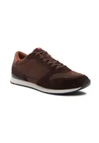 Pantofi sport din Piele naturala si piele intoarsa - 40 EU - Maro -