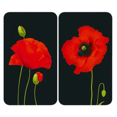 Protecții de aragaz 2 buc. din sticlă temperată 52x30 cm Poppy - Maximex