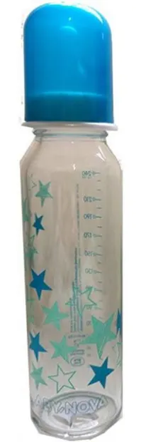Biberon din sticlă Baby Nova – 240 ml, albastru cu stele