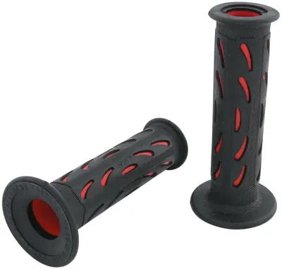 Mânere ghidon Progrip 724, 2 componente, deschise, 122 mm, negru/roșu