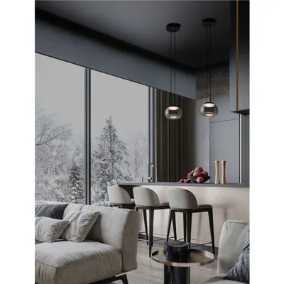 Lampa suspendata BIOS Triac Dimabil Mat Negru Metal & Fumuriu Gray Sticla LED 9 Wat 220-240 Volt 628Lm 3000K IP20