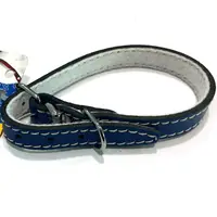 Zgarda din piele, albastra, reglabila, 12 mm x 330 mm
