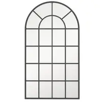 Oglindă arcuită pentru casă și birou cu suport de perete din sticlă groasă și metal, 62x2,5x110 cm, de culoare negru HOMCOM | Aosom Romania