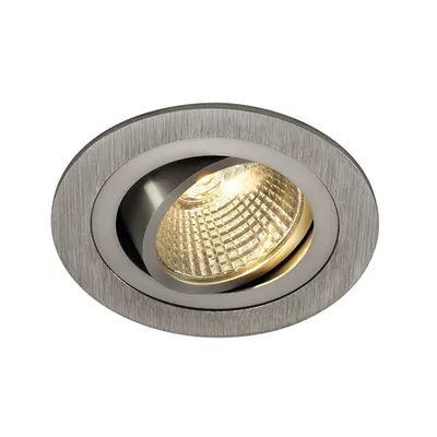 Spot incastrat, NEW TRIA 77 Ceiling lights, aluminium single-headed LED, 3000K, round, brushed aluminium, 38°, 9.1W, incl. driver, clip springs