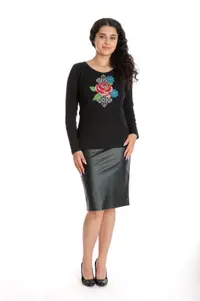 Bluza broderie dama DT24BB05 negru floral, Dress to Impress | marimea S