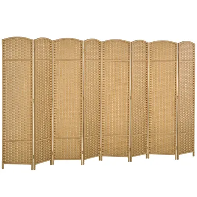 HOMCOM Separator de camere 8 părți pliabil, Divizor de spații, Divizor pentru sufragerie, Dormitor, Birou de acasă, Lemn natural | Aosom Romania