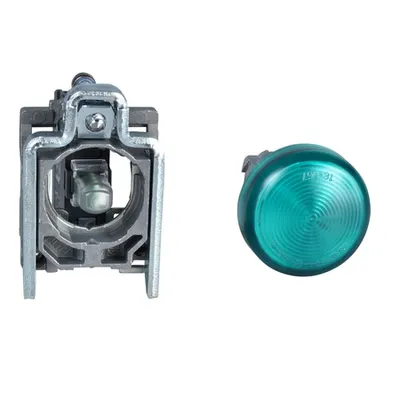 Lampa Pilot Completa Verde Ø 22, Lentila Simpla, Pentru Bec Ba9S = 250 V