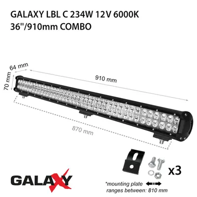 Proiector bara LED GALAXY LBL C 234W 12/24V 6000K 36``/910mm