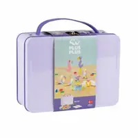 Set constructie Plus-Plus, 600 piese, portabil, in cutie metalica, culori pastelate