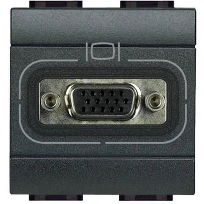 Conector HD15 de tip mama LiVinglight - cu surub - Antracit - 2 module
