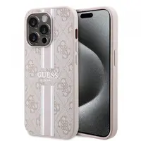 Husa MagSafe pentru Apple iPhone 15 Pro, Guess, 4G Printed Stripes, Roz
