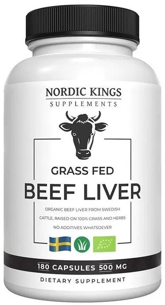 Ficat de vită Grass Fed, 180 capsule, Nordic Kings