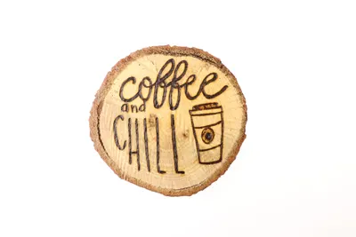 Suport de pahare, din lemn reciclat "Coffee and chill"