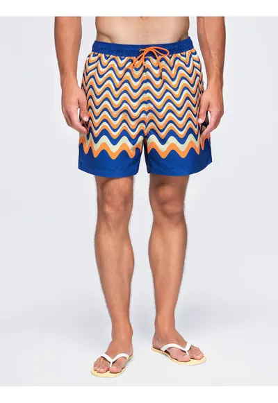 Pantaloni scurti de baie barbati cu talie elastica si doua buzunare - regular fit OM-SRSS-0221 - Portocaliu