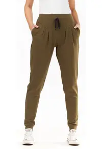 Pantaloni dama - Bumbac/Poliester/Elastan - Kaki