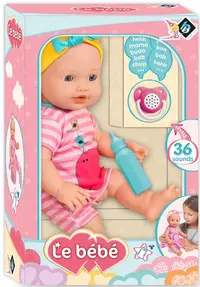 Păpuşă bebeluş Loko Toys - Le Bebe, Cu biberon și suzetă magică, 40 cm