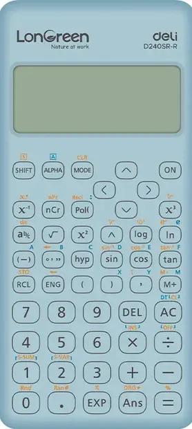 Calculator științific Deli LonGreen - ED240SR-R, 10+2 dgt, albastru