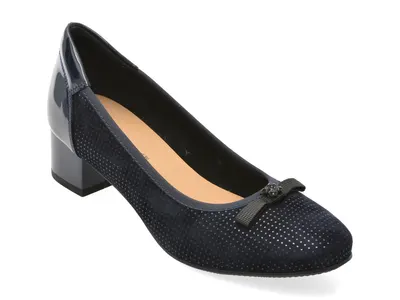 Pantofi eleganti KARISMA bleumarin, JI60015, din piele intoarsa