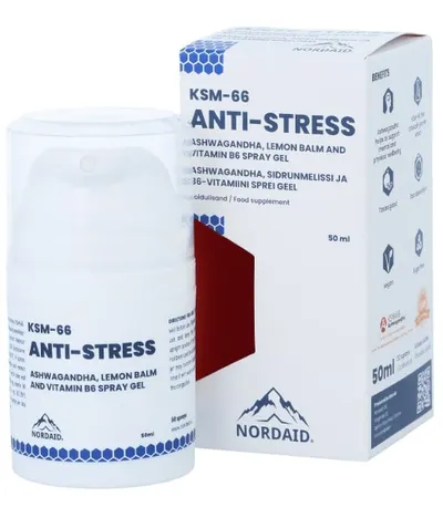 KSM-66 Anti-Stress Gel spray bucal, 50 ml, Nordaid