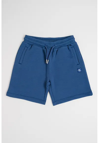 Pantaloni scurti din amestec de bumbac cu logo - Albastru prafuit